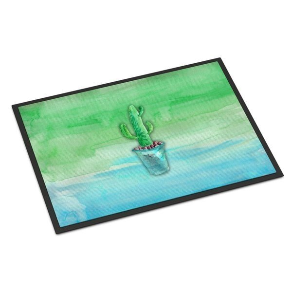 24 x 36 in. Cactus Teal & Green Watercolor Indoor or Outdoor Mat, Carolines Treasures, Mfr#: BB7362JMAT